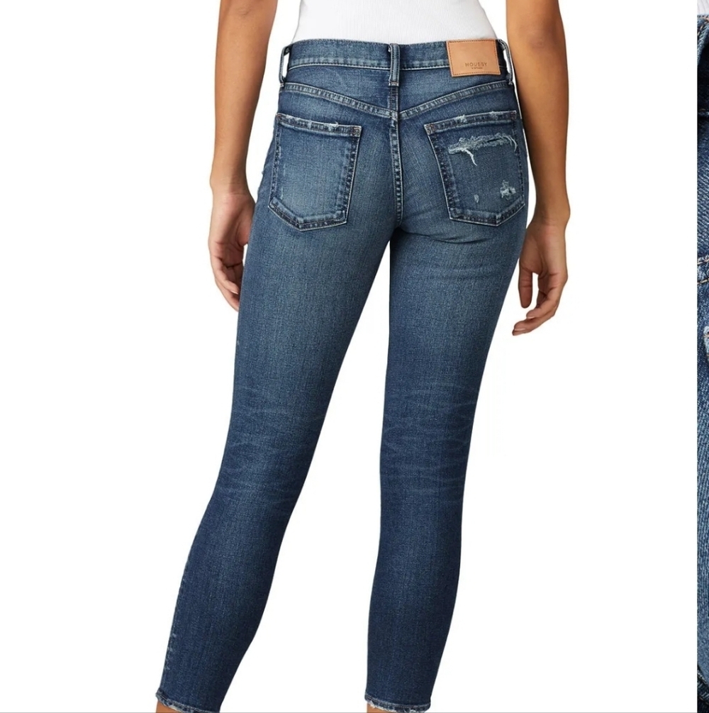 MOUSSY VINTAGE DISTRESS RIDIG SUNDANCE SKINNY CROPPED JEANS SZ 28 - Picture 4 of 16